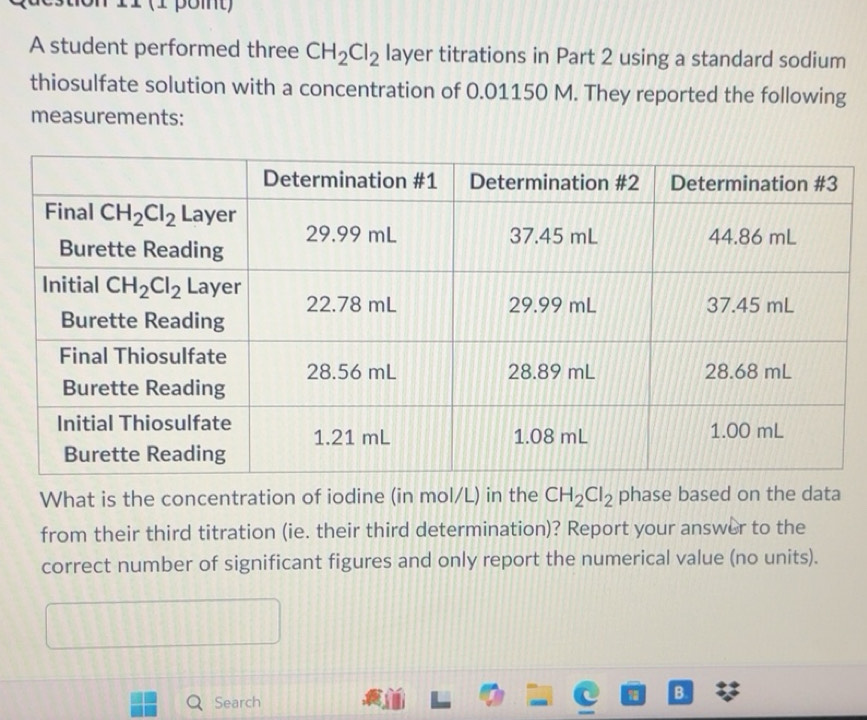 Solved: 11 (1 point) A student performed three CH_2Cl_2 layer ...