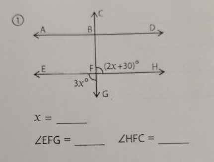 x=
∠ EFG= _ ∠ HFC= _