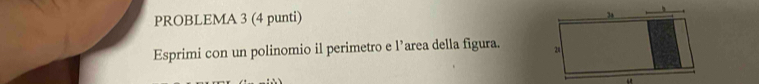 PROBLEMA 3 (4 punti) 
Esprimi con un polinomio il perimetro e l’area della figura.