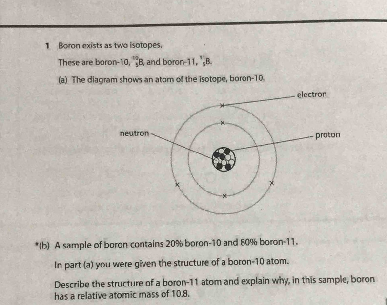 Solved: Boron exists as two isotopes. These are boron- 10, ^10_5B , and ...