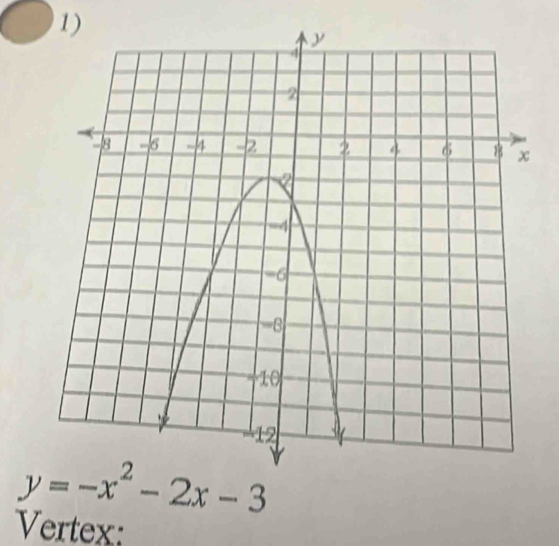 y=-x^2-2x-3
Vertex: