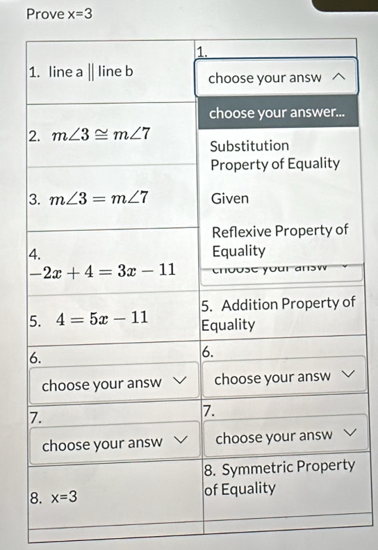 Prove x=3
f
y