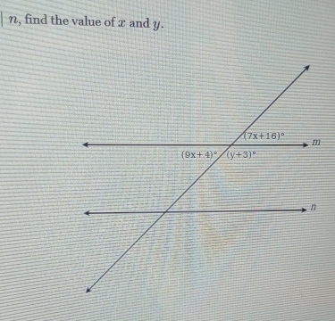 find the value of x and y.