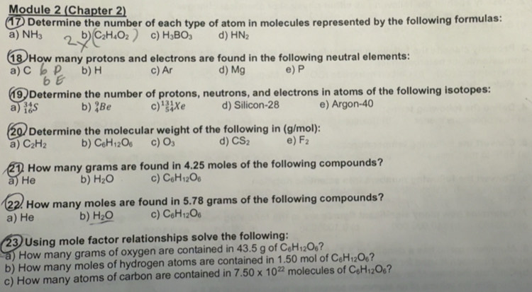 Solved: Module 2 (Chapter 2) (17) Determine the number of each type of ...
