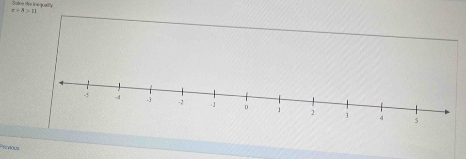 Solve the inequality
x+8>11
Previous