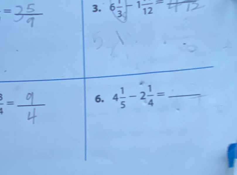 =
_
3. 6 1/3 -1frac 12=
_  3/4 =