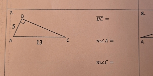 overline BC=
m∠ A=
m∠ C=