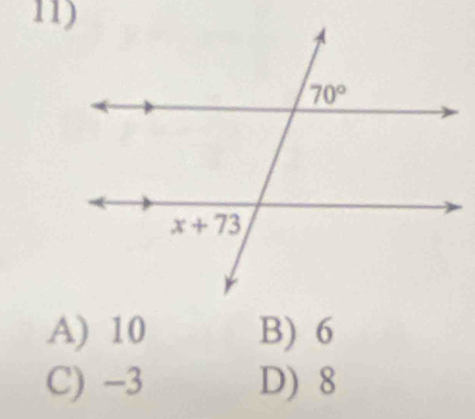 A) 10 B) 6
C) -3 D) 8