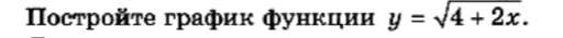 Пострοйτе график фунκции y=sqrt(4+2x).