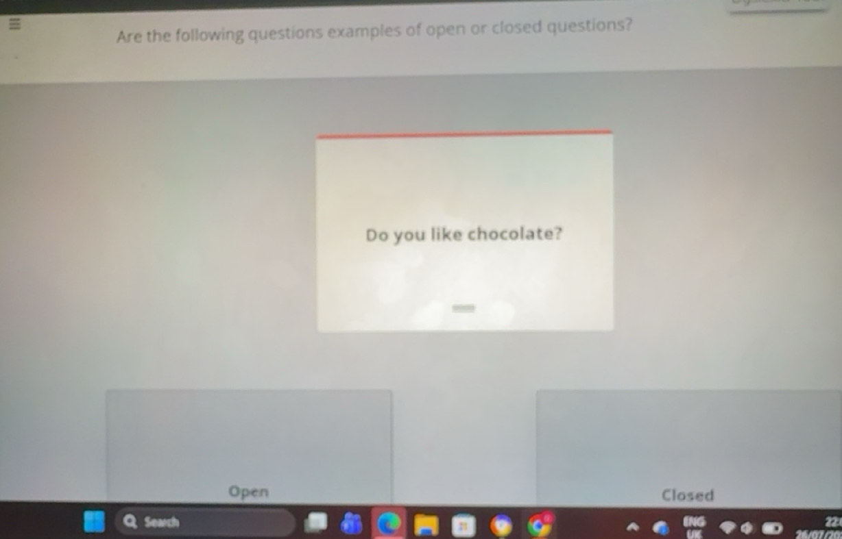Solved: Are the following questions examples of open or closed ...
