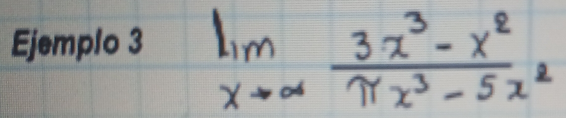 limlimits _xto ∈fty  (3x^3-x^2)/π x^3-5x^2 