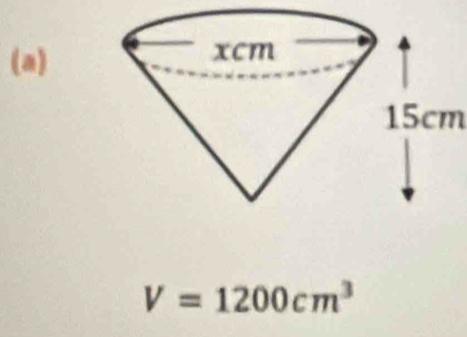 15cm
V=1200cm^3