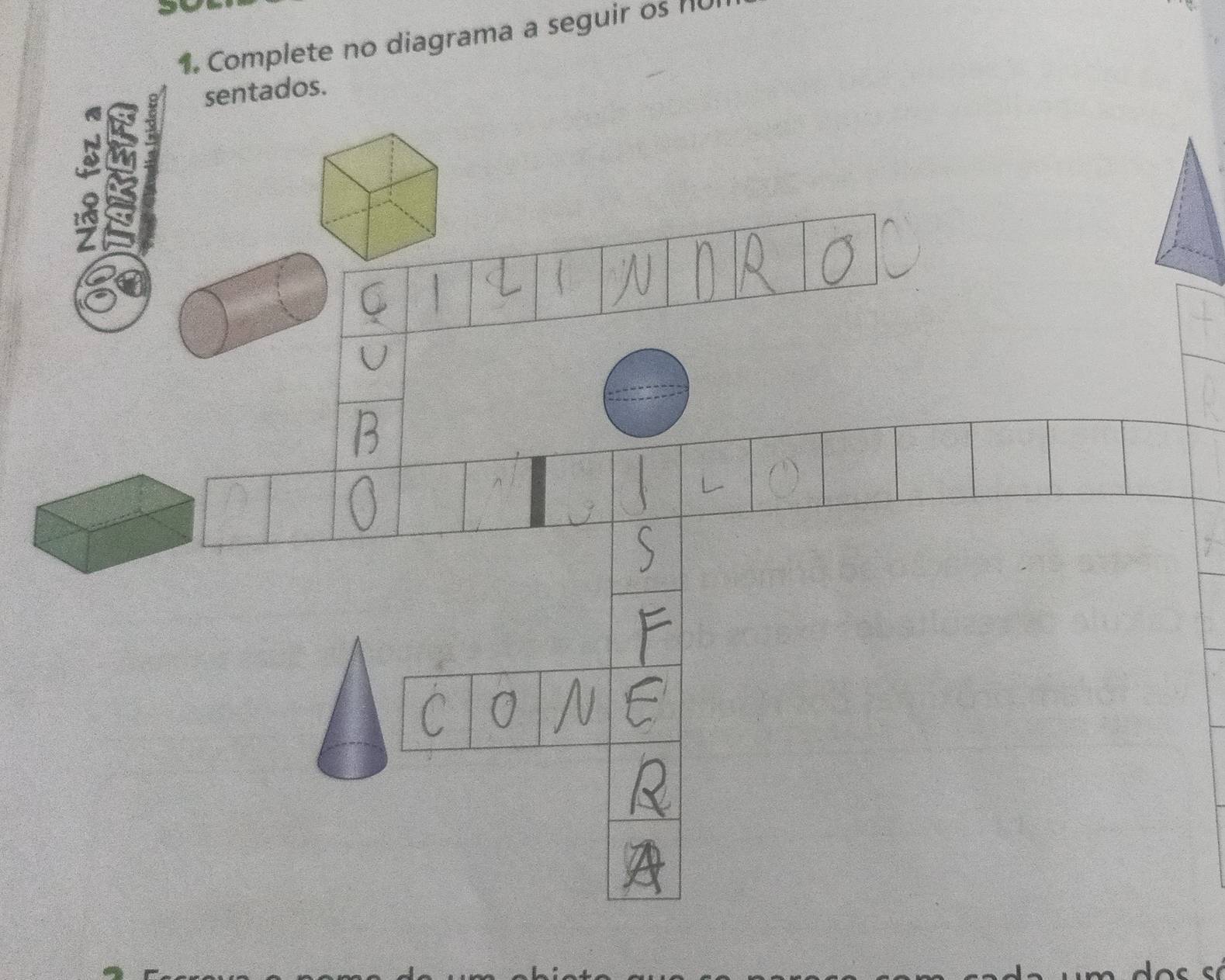 Complete no diagrama a seguir os 1U 
sentados. 
a