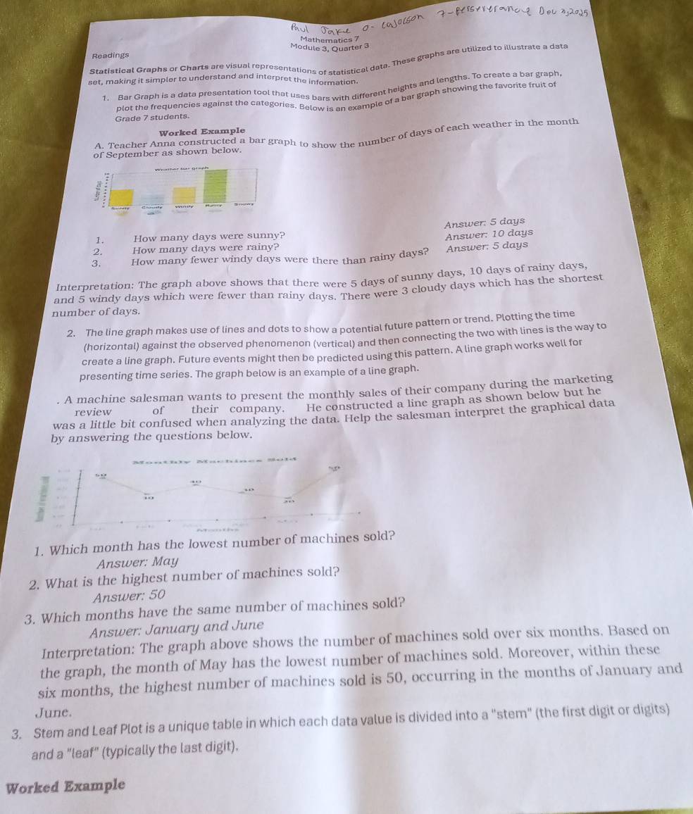 Solved: Mathematics 7 Module 3. Ouarter 3 Readings Statistical Graphs ...
