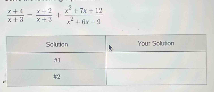  (x+4)/x+3 = (x+2)/x+3 + (x^2+7x+12)/x^2+6x+9 