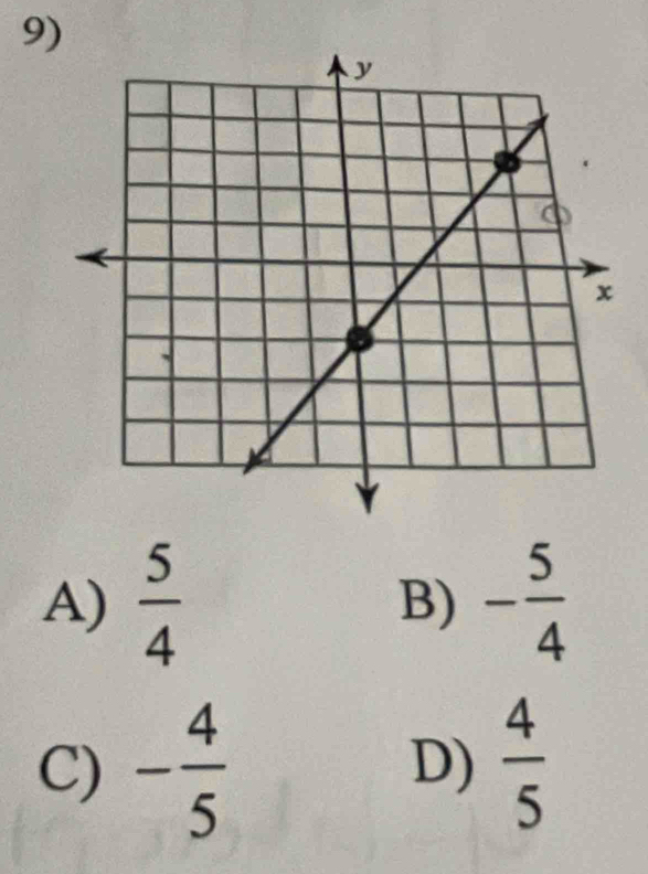 A)  5/4  B) - 5/4 
C) - 4/5   4/5 
D)