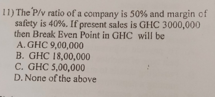 Solved: The P/v ratio of a company is 50% and margin of safety is 40% ...