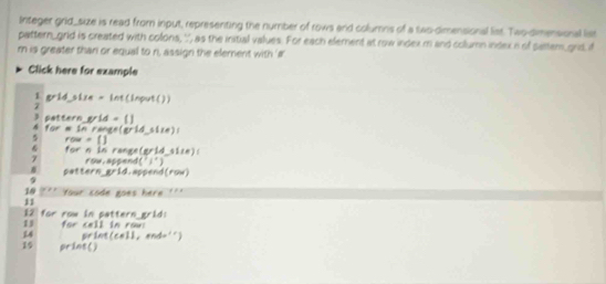 Solved: Integer grid_size is read from input, representing the number ...