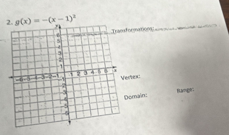 g(x)=-(x-1)^2
for mation 
rtex: 
omain: Range: