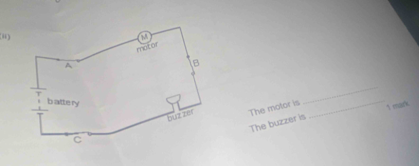 (ii) 
_ 
1 mark 
The buzzer is 
The motor is 
_