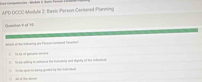 Solved: Core Competencies - Module 2: Basic Person-Centered Planning ...