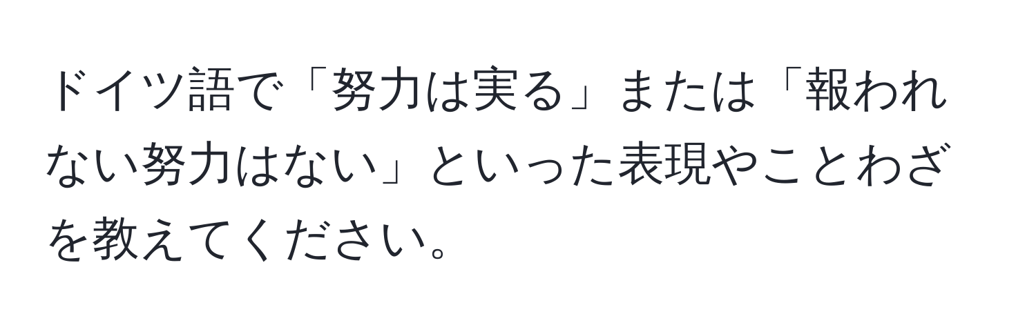 ドイツ語で「努力は実る」または「報われない努力はない」といった表現やことわざを教えてください。