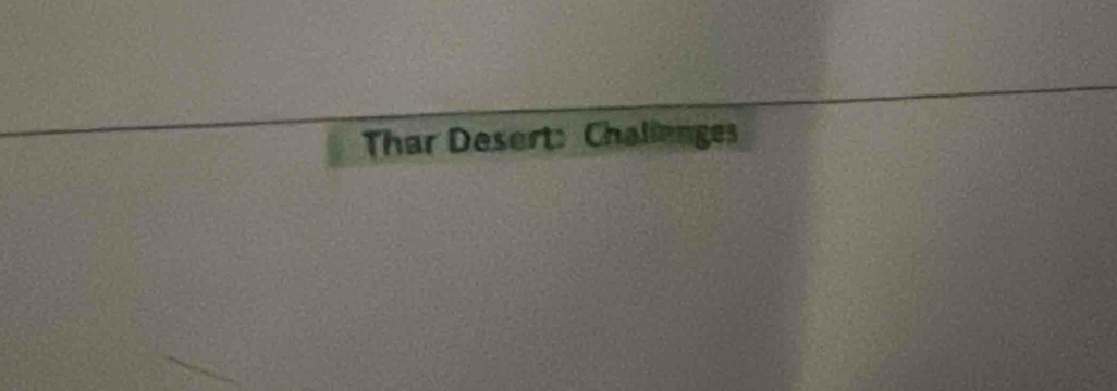 Thar Desert: Challenges