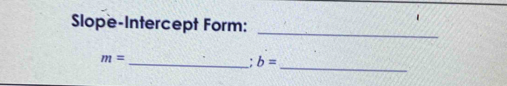 Slope-Intercept Form:_ 
_
m=
_: b=