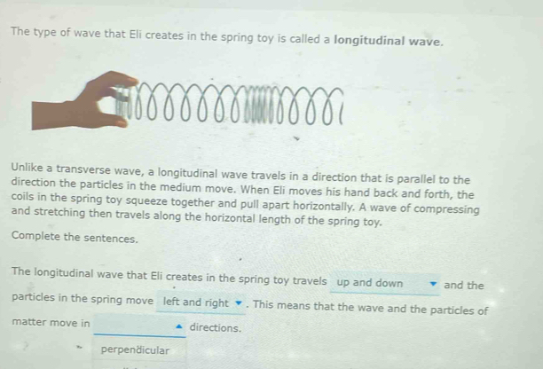 Solved: The type of wave that Eli creates in the spring toy is called a ...