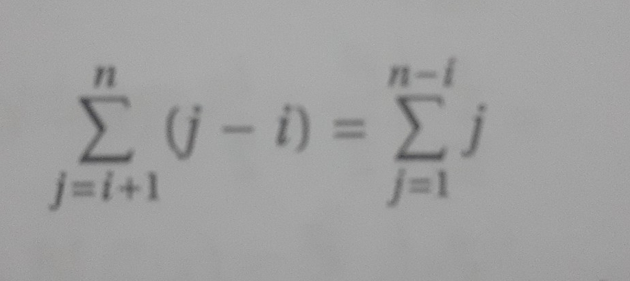 sumlimits _(j=i+1)^n(j-i)=sumlimits _(j=1)^(n-i)j