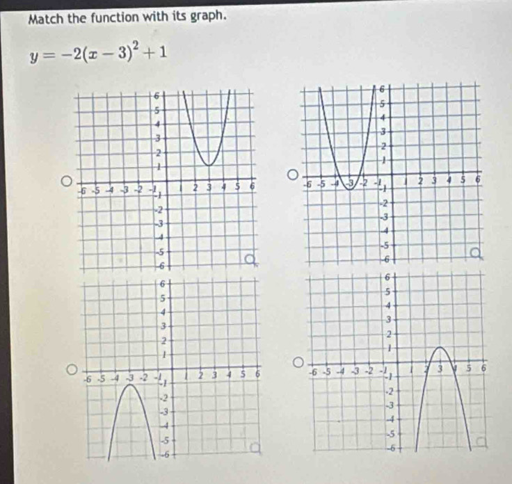 Match the function with its graph.
y=-2(x-3)^2+1