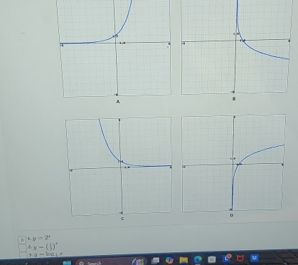 u.y=2^x
2. y=( 1/2 )^x
3 y-log