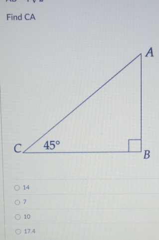 Find CA
14
7
10
17.4