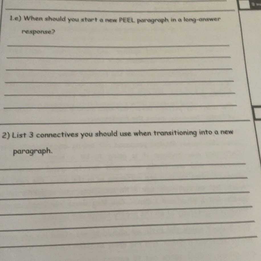 Solved: When should you start a new PEEL paragraph in a long-answer ...