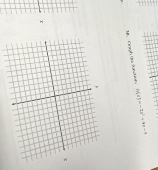 n: 30. Graph the function: h(x)=-2x^2+4x-5
x