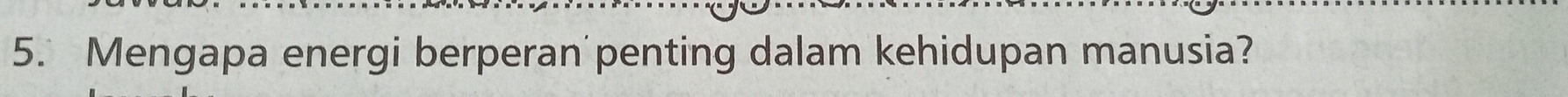 Mengapa energi berperan penting dalam kehidupan manusia?