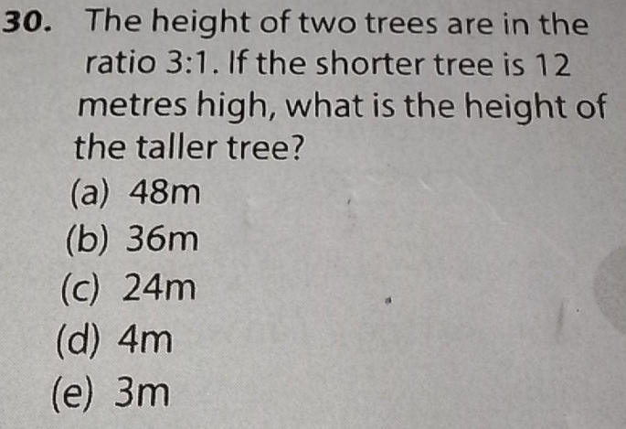Solved: The height of two trees are in the ratio 3:1. If the shorter ...