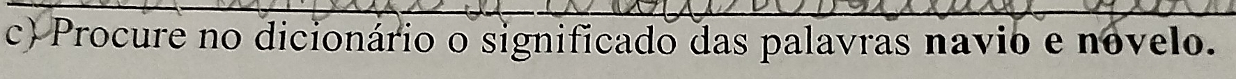 Procure no dicionário o significado das palavras navio e novelo.