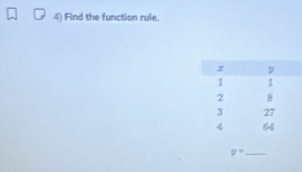 Find the function rule. 
_ y=