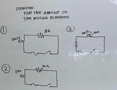 DIRECTTON: 
FIND THE AMOUNT OF 
THE MISSINS ELEMENTS 
(1) 
30A. 
2.