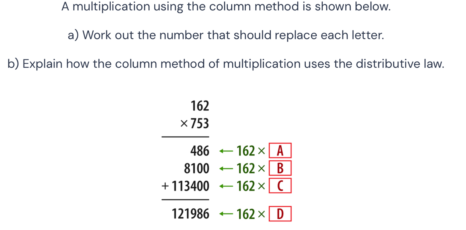 تم الحل:A multiplication using the column method is shown below. a ...