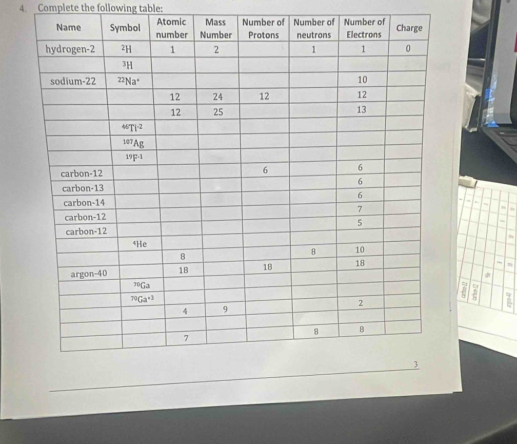 Complete the following table:
m
D
5