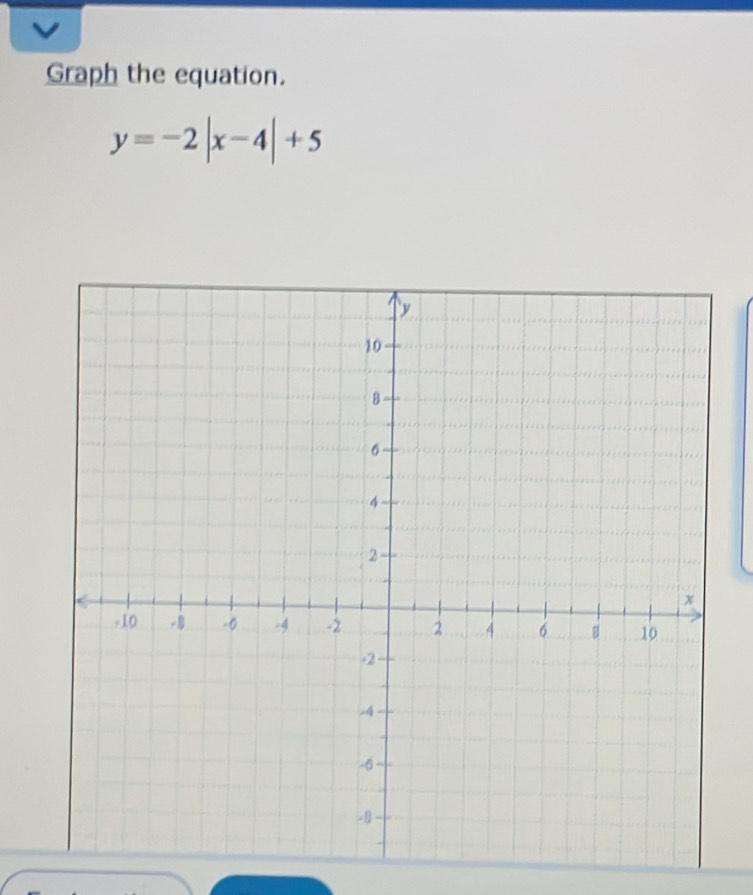 Graph the equation.
y=-2|x-4|+5