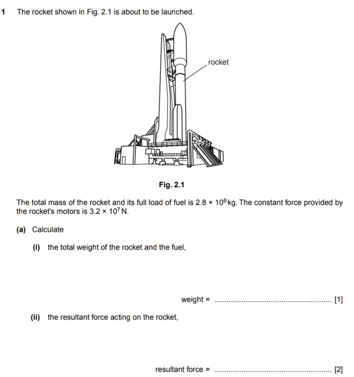 Solved: The rocket shown in Fig. 2.1 is about to be launched. Fig. 2.1 ...