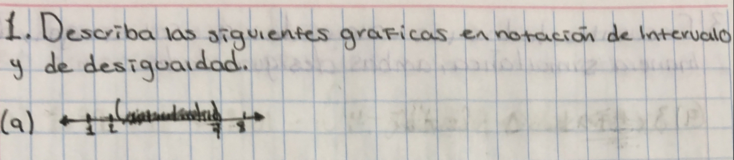 Describa las siguentes graFicas en noracion de intervalo 
y de desigualdad. 
(a)