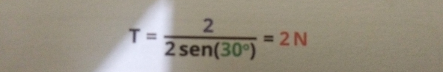 T= 2/2sen (30°) =2N