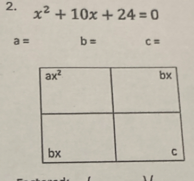 x^2+10x+24=0
a= b= c=