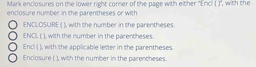 Solved: Mark enclosures on the lower right corner of the page with ...