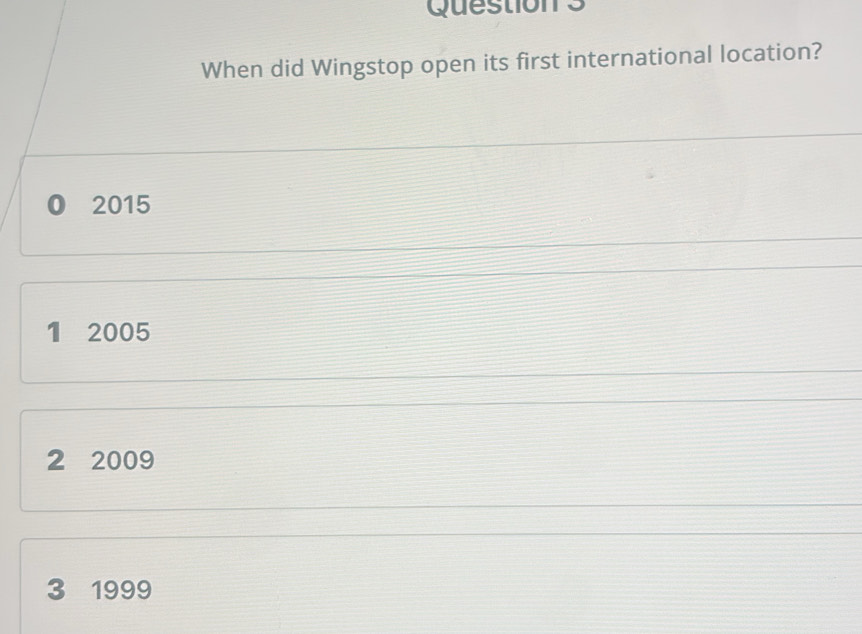 Solved: When did Wingstop open its first international location? 0 2015 ...