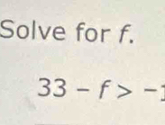 Solve for f.
33-f>-